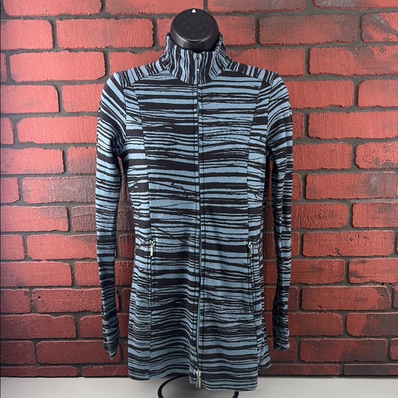 Ibex Woman's‎ Small Full Zip Activewear Running Top Striped - Picture 1 of 8